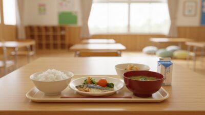 小学校の給食トレイ（給食費の負担軽減）