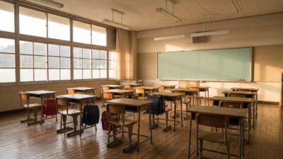 児童のいない小学校の教室